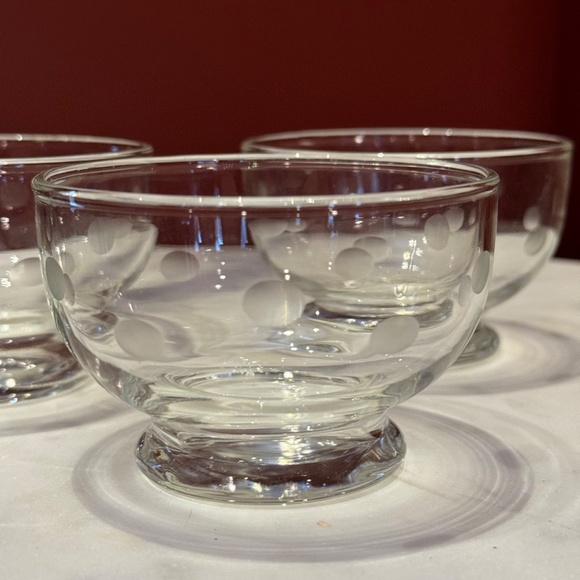 3 Anchor Hocking Coin Dot Sherbert Dessert Bowl Etched - Picture 5 of 7